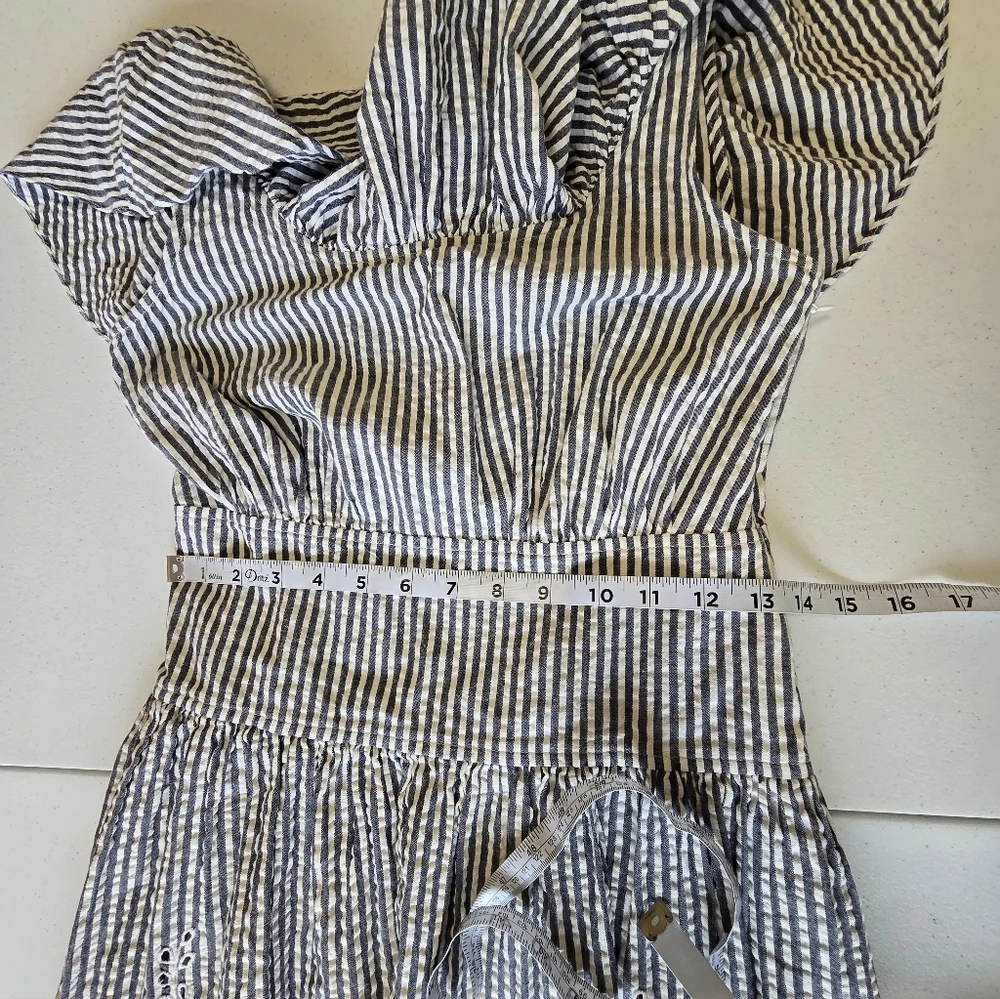 Tory Burch Eyelet Embroidered Dress Blue Stripe‎ Women's 2 Summer